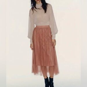 Zara A-Line Skirt in blush peach / dusty rose - size small